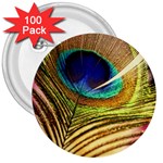 Peacock Feather Colorful Peacock 3  Buttons (100 pack)  Front