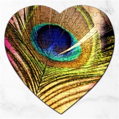 Peacock Feather Colorful Peacock Jigsaw Puzzle (Heart)