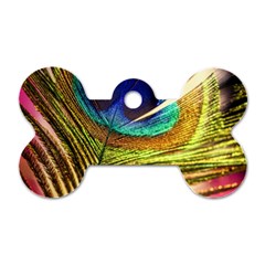 Peacock Feather Colorful Peacock Dog Tag Bone (One Side)