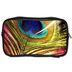 Peacock Feather Colorful Peacock Toiletries Bag (two Sides) by Pakrebo