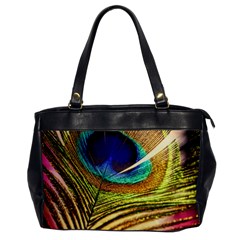 Peacock Feather Colorful Peacock Oversize Office Handbag by Pakrebo