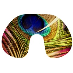 Peacock Feather Colorful Peacock Travel Neck Pillows by Pakrebo