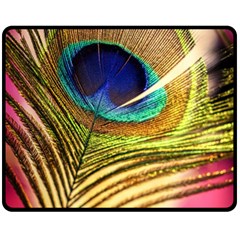 Peacock Feather Colorful Peacock Double Sided Fleece Blanket (medium)  by Pakrebo