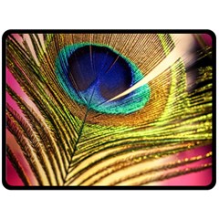 Peacock Feather Colorful Peacock Double Sided Fleece Blanket (large)  by Pakrebo