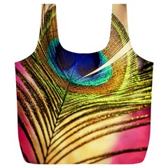 Peacock Feather Colorful Peacock Full Print Recycle Bag (XL)