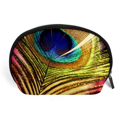 Peacock Feather Colorful Peacock Accessory Pouch (Large)