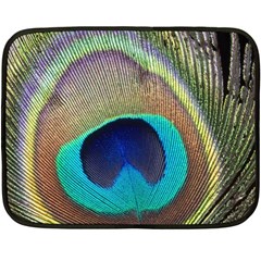 Peacock Feather Close Up Macro Fleece Blanket (Mini)