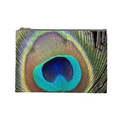 Peacock Feather Close Up Macro Cosmetic Bag (Large)