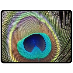 Peacock Feather Close Up Macro Fleece Blanket (Large) 