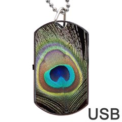 Peacock Feather Close Up Macro Dog Tag USB Flash (Two Sides)