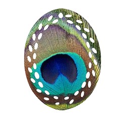 Peacock Feather Close Up Macro Ornament (Oval Filigree)