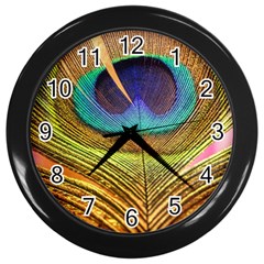 Peacock Feather Bird Colorful Wall Clock (black) by Pakrebo