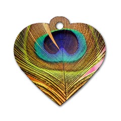 Peacock Feather Bird Colorful Dog Tag Heart (one Side) by Pakrebo