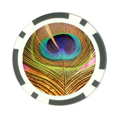 Peacock Feather Bird Colorful Poker Chip Card Guard