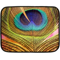 Peacock Feather Bird Colorful Double Sided Fleece Blanket (mini)  by Pakrebo