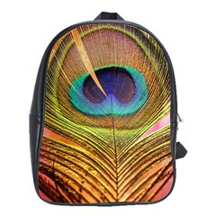 Peacock Feather Bird Colorful School Bag (large) by Pakrebo