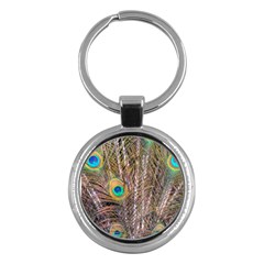 Pen Peacock Wheel Plumage Colorful Key Chains (round)  by Pakrebo