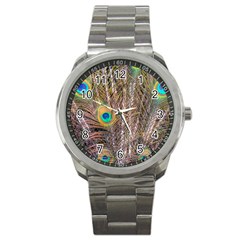 Pen Peacock Wheel Plumage Colorful Sport Metal Watch by Pakrebo