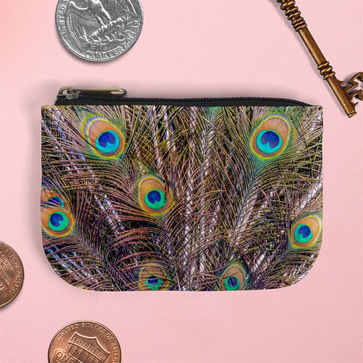 Pen Peacock Wheel Plumage Colorful Mini Coin Purse