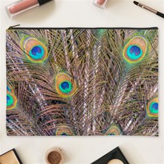 Pen Peacock Wheel Plumage Colorful Cosmetic Bag (xxxl) by Pakrebo