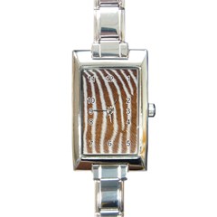 Skin Zebra Striped White Brown Rectangle Italian Charm Watch by Pakrebo