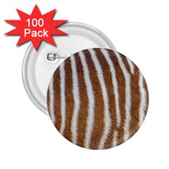 Skin Zebra Striped White Brown 2.25  Buttons (100 pack) 