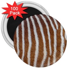 Skin Zebra Striped White Brown 3  Magnets (100 pack)