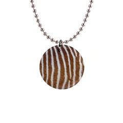 Skin Zebra Striped White Brown 1  Button Necklace