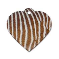 Skin Zebra Striped White Brown Dog Tag Heart (One Side)