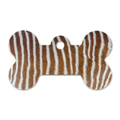 Skin Zebra Striped White Brown Dog Tag Bone (One Side)