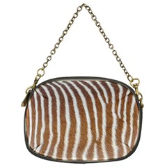 Skin Zebra Striped White Brown Chain Purse (Two Sides)