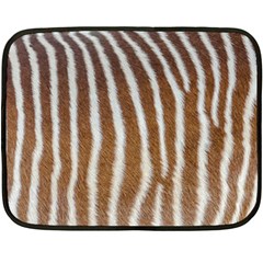 Skin Zebra Striped White Brown Fleece Blanket (Mini)