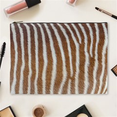 Skin Zebra Striped White Brown Cosmetic Bag (XL)