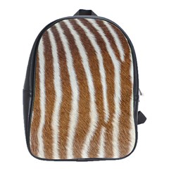 Skin Zebra Striped White Brown School Bag (Large)