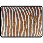 Skin Zebra Striped White Brown Fleece Blanket (Large)  80 x60  Blanket Front