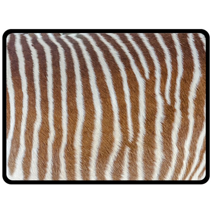 Skin Zebra Striped White Brown Fleece Blanket (Large) 