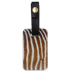 Skin Zebra Striped White Brown Luggage Tags (One Side) 