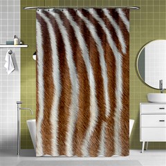 Skin Zebra Striped White Brown Shower Curtain 48  X 72  (small)  by Pakrebo