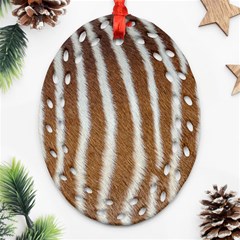 Skin Zebra Striped White Brown Oval Filigree Ornament (Two Sides)