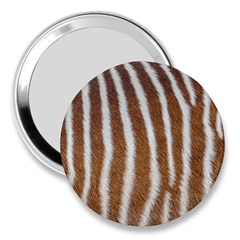 Skin Zebra Striped White Brown 3  Handbag Mirrors