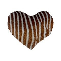 Skin Zebra Striped White Brown Standard 16  Premium Heart Shape Cushions