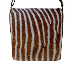 Skin Zebra Striped White Brown Flap Closure Messenger Bag (l) by Pakrebo