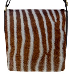 Skin Zebra Striped White Brown Flap Closure Messenger Bag (S)