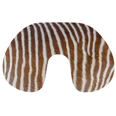 Skin Zebra Striped White Brown Travel Neck Pillows by Pakrebo