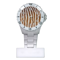 Skin Zebra Striped White Brown Plastic Nurses Watch by Pakrebo