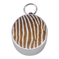 Skin Zebra Striped White Brown Mini Silver Compasses by Pakrebo