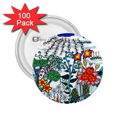 Moon And Flowers Abstract 2 25  Buttons (100 Pack)  by okhismakingart