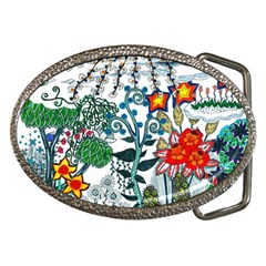 Moon And Flowers Abstract Belt Buckles by okhismakingart