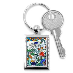 Moon And Flowers Abstract Key Chains (rectangle)  by okhismakingart