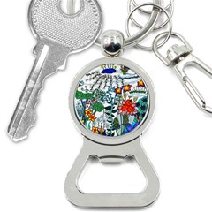 Moon And Flowers Abstract Bottle Opener Key Chains by okhismakingart